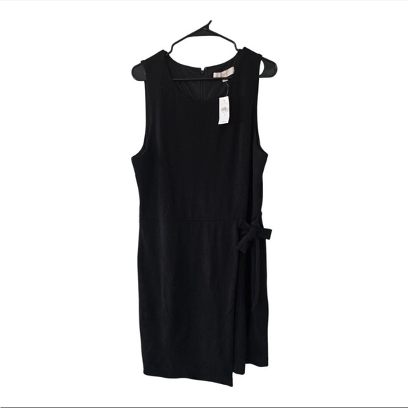 LOFT Dresses & Skirts - $89 Loft Black Wrap Dress Women Sz 14 Sleeveless SideTie Pencil Witchy New